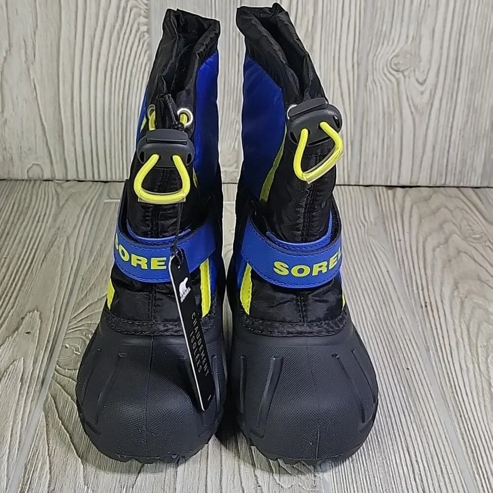 Sorel Kids Flurry Snow Boots Black & Super Blue Toddler Size 8 NEW
